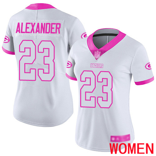 Green Bay Packers Limited White Pink Women #23 Alexander Jaire Jersey Nike NFL Rush Fashion->nfl t-shirts->Sports Accessory
